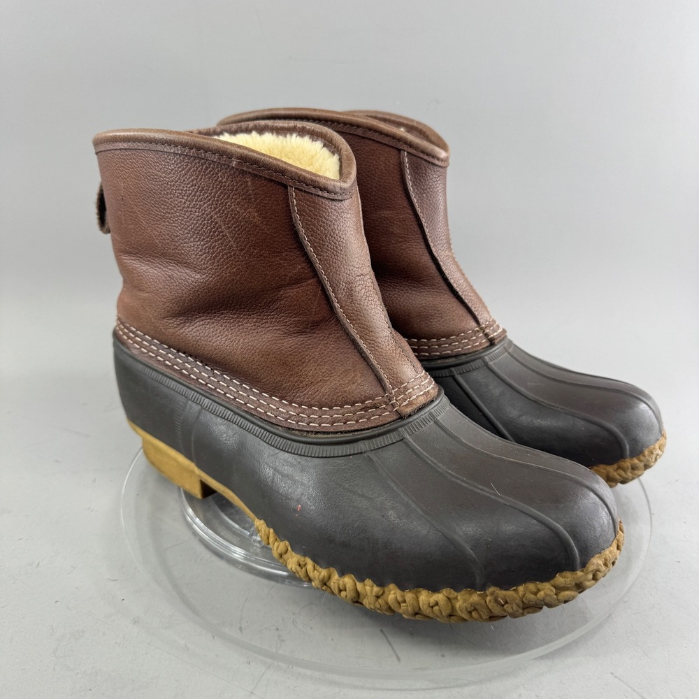 LL Bean Maine Hunting Chelsea Bean Boots Mens 8? Leather Shearling Lined USA